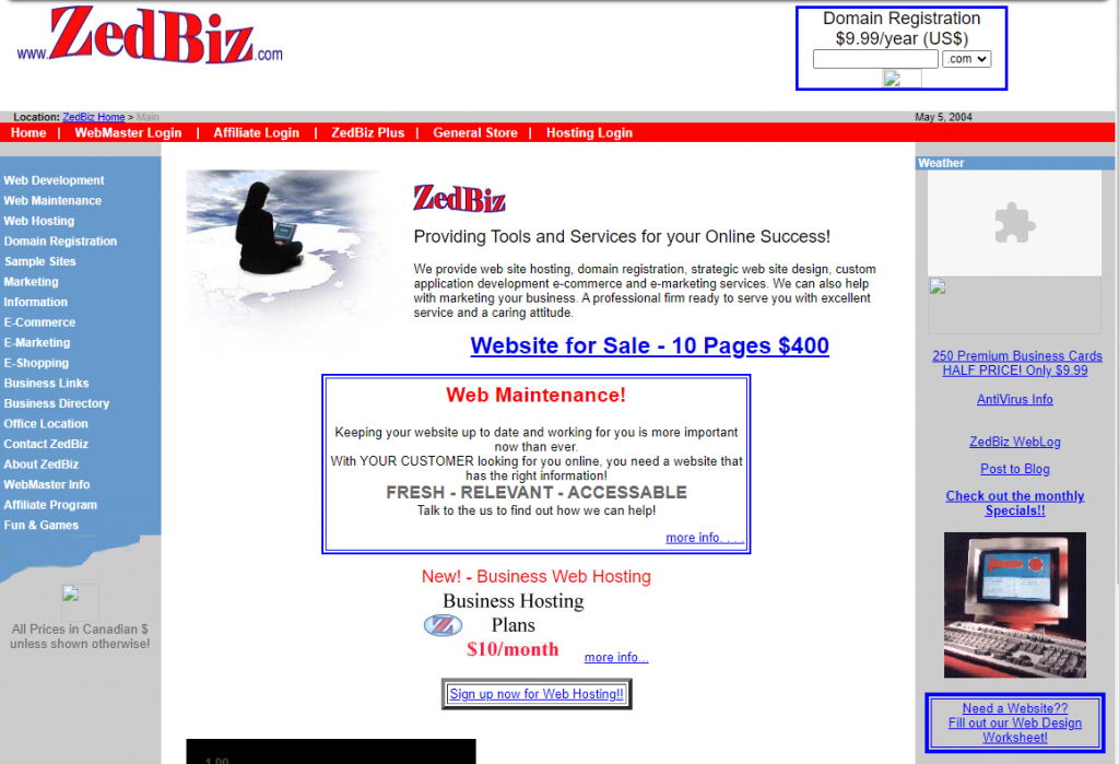 ZedBiz website